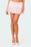 Edikted Lex Satin & Lace Ruffle Mini Skirt In Light-pink