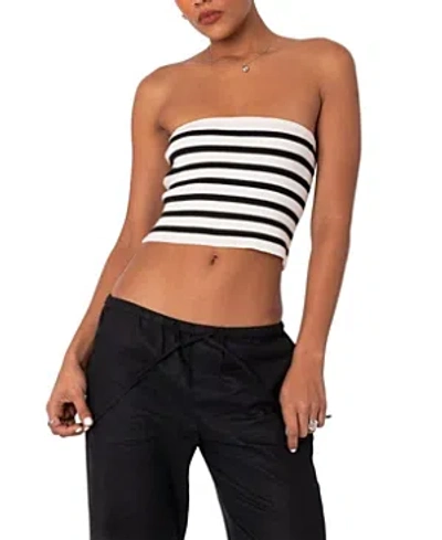 Edikted Lexi Ribbed Tube Top In Black-and-white