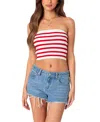 Edikted Lexi Stripe Rib Tube Top In Red