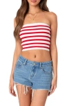 Edikted Lexi Stripe Rib Tube Top In Red