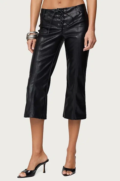 Edikted Lexy Faux Leather Capri Pants In Multi