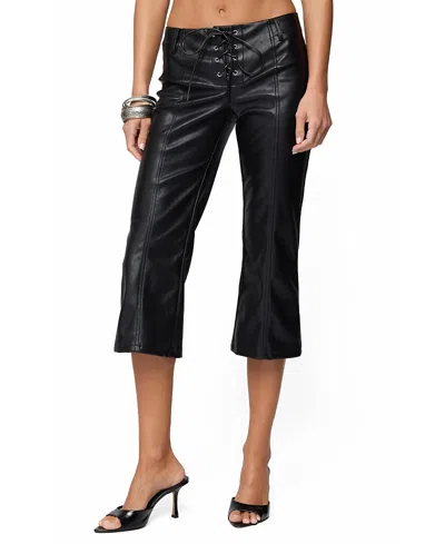 Edikted Lexy Faux Leather Capri Pants In Multi
