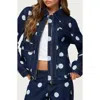 Edikted Leyah Polka Dot Oversize Denim Jacket In Blue