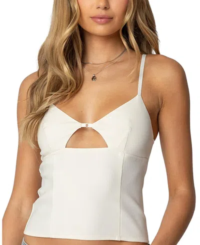 Edikted Liana Cut Out Tank Top In Cream