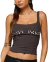 Edikted Libbie Iridescent Button Corset In Brown