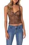 Edikted Lidia Leopard Print Sheer Mesh Bra Top