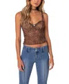 Edikted Lidia Leopard Print Sheer Mesh Bra Top In Leopard