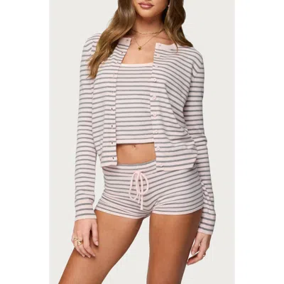 Edikted Liillian Stripe Cardigan In Pink