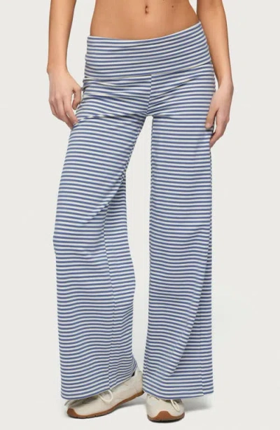 Edikted Lilah Stripe Wide Leg Pants In Blue