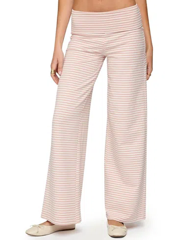 Edikted Lilah Striped Fold Over Pants In Multi