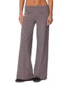 Edikted Lilah Stripe Foldover Wide Leg Pants In Navy-and-pink