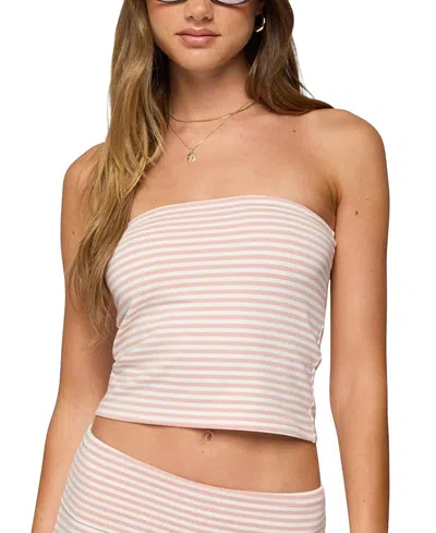 Edikted Lilah Striped Tube Top In Metallic