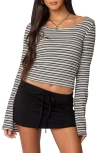 Edikted Lilia Stripe Flare Sleeve Top In Mix