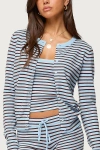 Edikted Lillian Stripe Cardigan In Blue