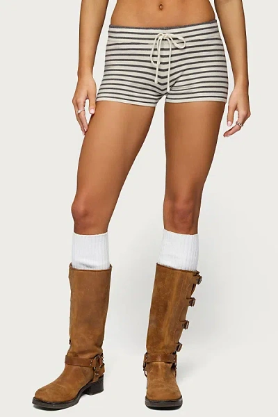 Edikted Lillian Striped Knit Shorts In Cream, Women's At Urban Outfitters In Multi