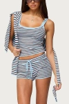 Edikted Lillian Striped Knit Shorts In Light/blue, Women's At Urban Outfitters