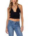 Edikted Lillie Knot Accent Halter Top In Black