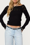 Edikted Lillis Boat Neck Crop Sweater In Black