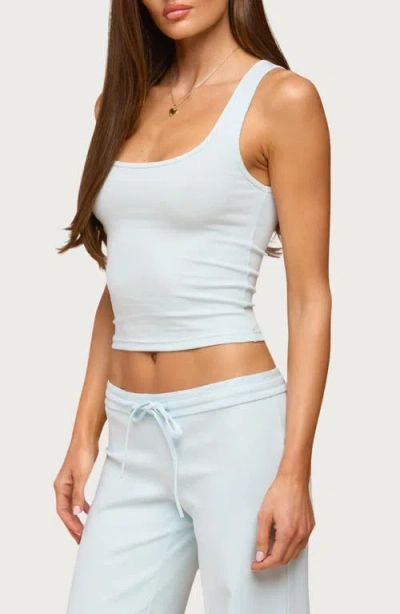 Edikted Linda Rib Scoop Neck Tank In Blue