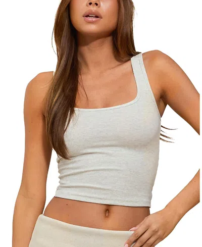 Edikted Linda Ribbed Scoop Neck Tank Top In Gray