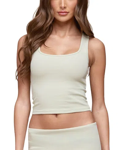 Edikted Linda Ribbed Scoop Neck Tank Top In Green