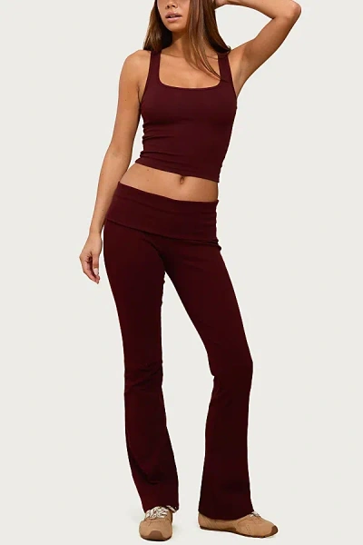 Edikted Linda Ribbed Scoop Neck Tank Top In Burgundy, Women's At Urban Outfitters In Brown