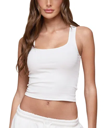 Edikted Linda Ribbed Scoop Neck Tank Top In White