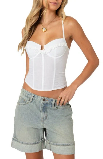 Edikted Linen & Cotton Corset Top In White