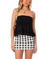 Edikted Strapless Peplum Top In Black