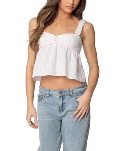 EDIKTED LINN BABYDOLL GINGHAM TOP