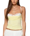 Edikted Linnea Layered Contrast Lacey Bra Top In Neutral
