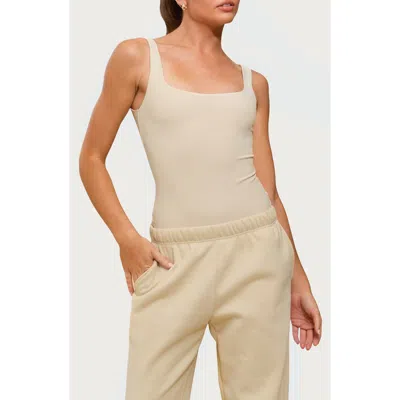 Edikted Liona Square Neck Bodysuit In Neutral