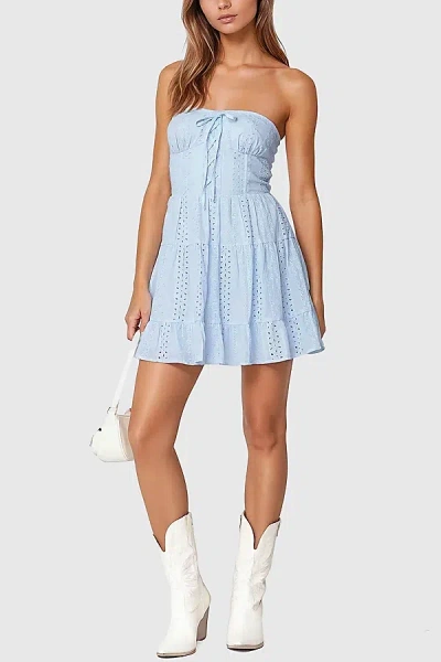 Edikted Liora Lacey Mini Dress In Light/blue, Women's At Urban Outfitters