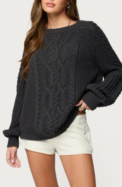 Edikted Lira Chunky Cable Stitch Sweater In Black