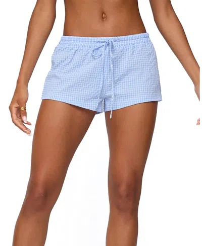 Edikted Lira Gingham Cover-up Drawstring Shorts