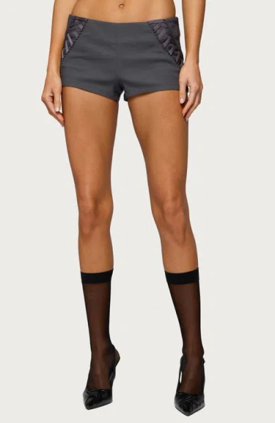 Edikted Lirah Laced Up Micro Shorts In Green