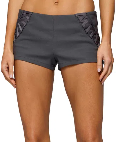 Edikted Lirah Laced Up Micro Shorts In Green
