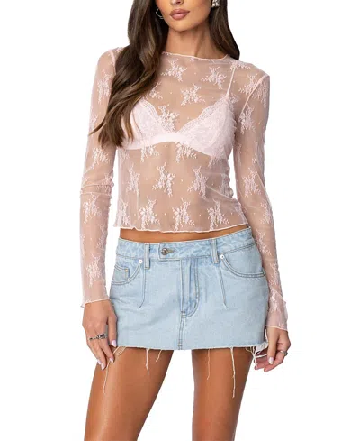 EDIKTED LISE SHEER LACE TOP