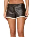 Edikted Lissa Lacey Faux Leather Shorts In Brown