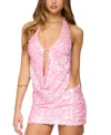 Edikted Lita Sequin Cowl Neck Open Back Halter Top