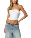 Edikted Litsa Ruffle Strapless Crop Top In White