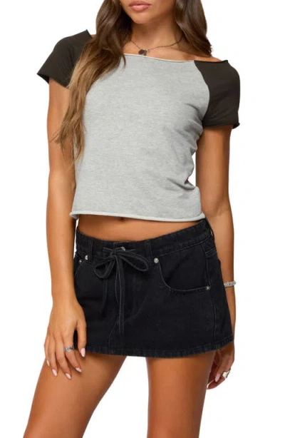 Edikted Liva Contrast Crop Top In Gray