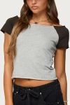 Edikted Liva Contrast Crop Top In Gray