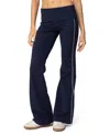 Edikted Livie Foldover Flare Leggings In Navy