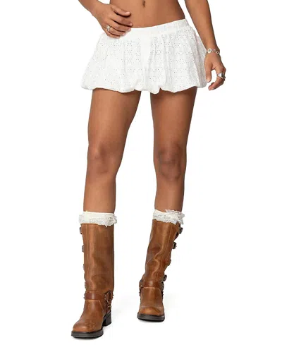 Edikted Livvie Eyelet Bubble Mini Skirt In White