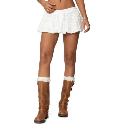 Edikted Livvie Eyelet Cotton Bubble Miniskirt In White