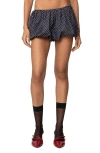 Edikted Liz Polka Dot Bubble Shorts In Black-and-white