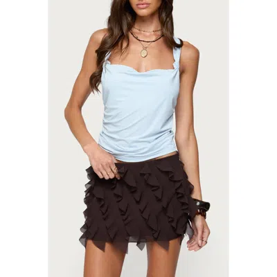 Edikted Liza Cowl Neck Tank In Blue