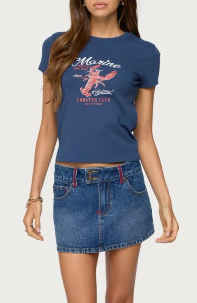 Edikted Lobster Club Graphic T-shirt In Blue