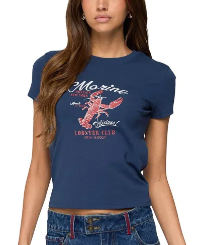 Edikted Lobster Club T Shirt In Blue